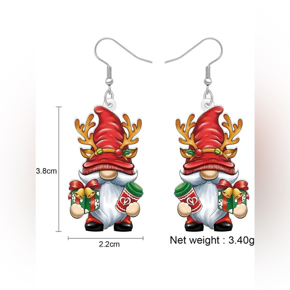 Christmas Gnome Earrings - Picture 2 of 2